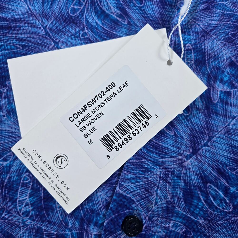 NWT CON.STRUCT Monster Leaf Blue Button‎ Up Slim … - image 2